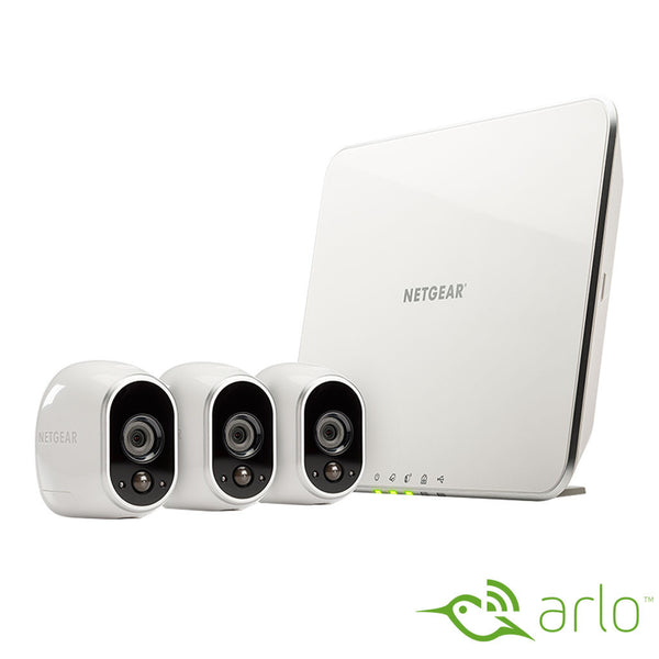 Arlo Smart Home Indoor/Outdoor Wireless High-Definition IP Security Cameras (3-Pack) - White/Black (vms3330)